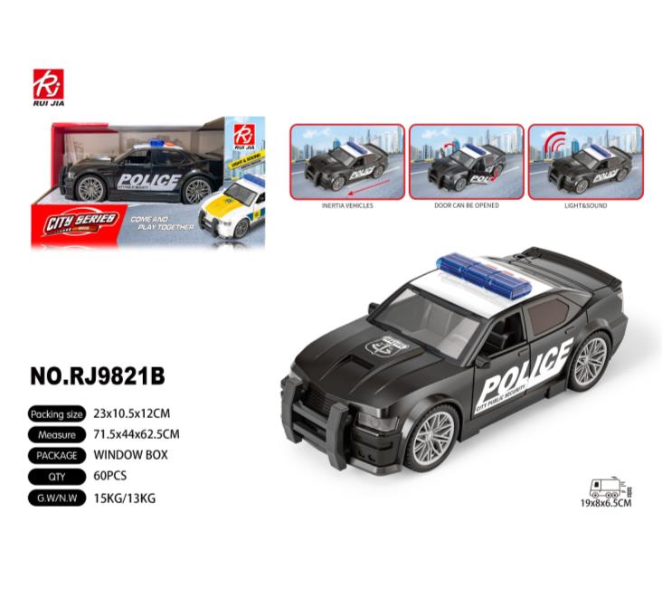 1: 20 Sound and Light Inertial Police Car