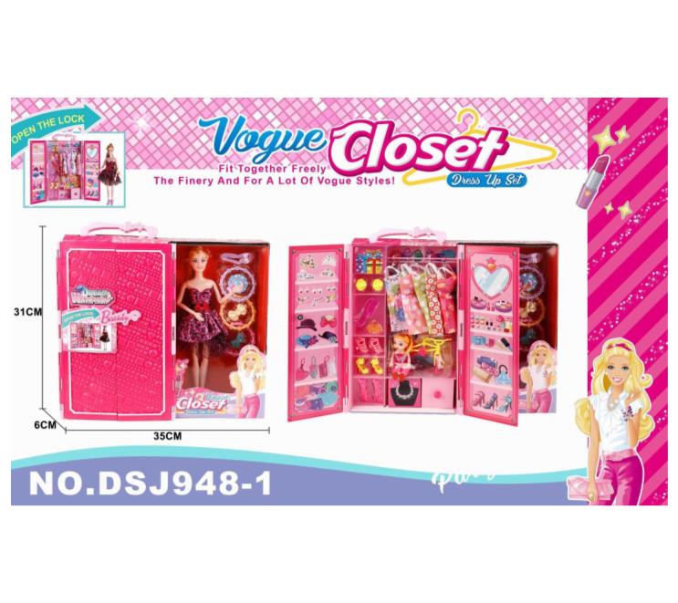 Dream wardrobe with fashionable Barbie dolls