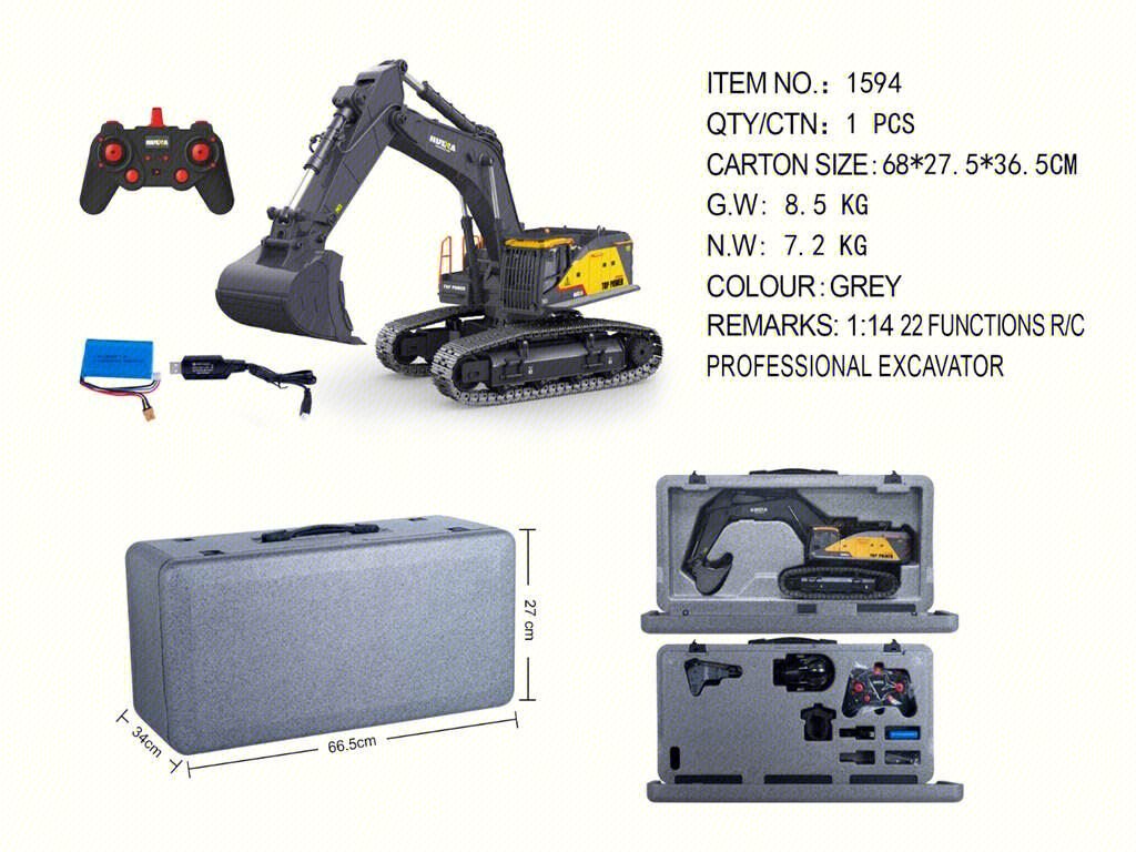 1:14 Twenty-two channel semi-alloy remote control excavator